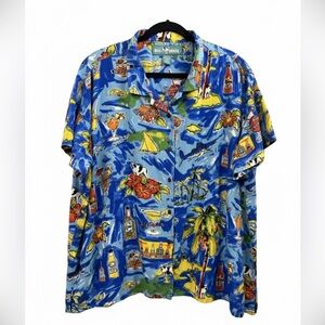 Vintage Men’s BIG DOGS Hawaiian Tropical Pina Colada Beach Print